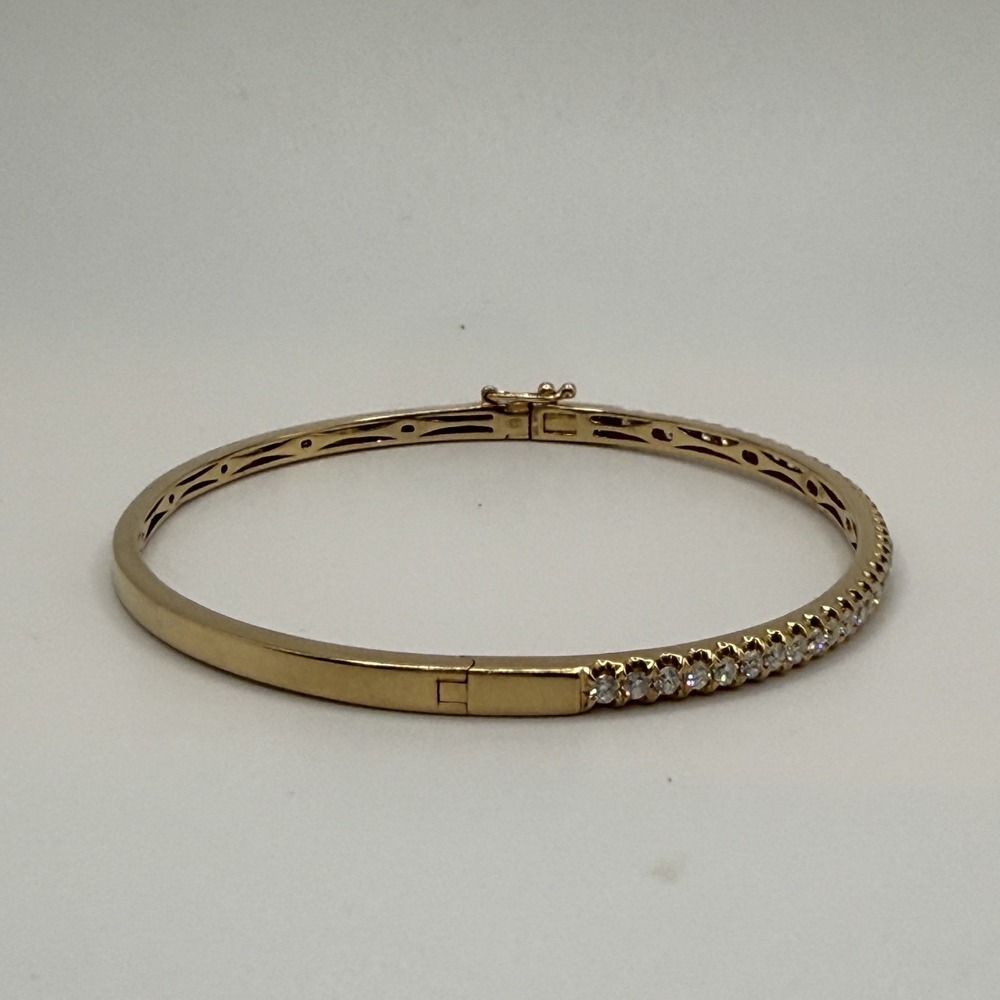 14K Yellow Gold Ladies 1.0 Carat TW Natural Diamond Bangle Bracelet 7.11g J34 - Picture 10 of 11